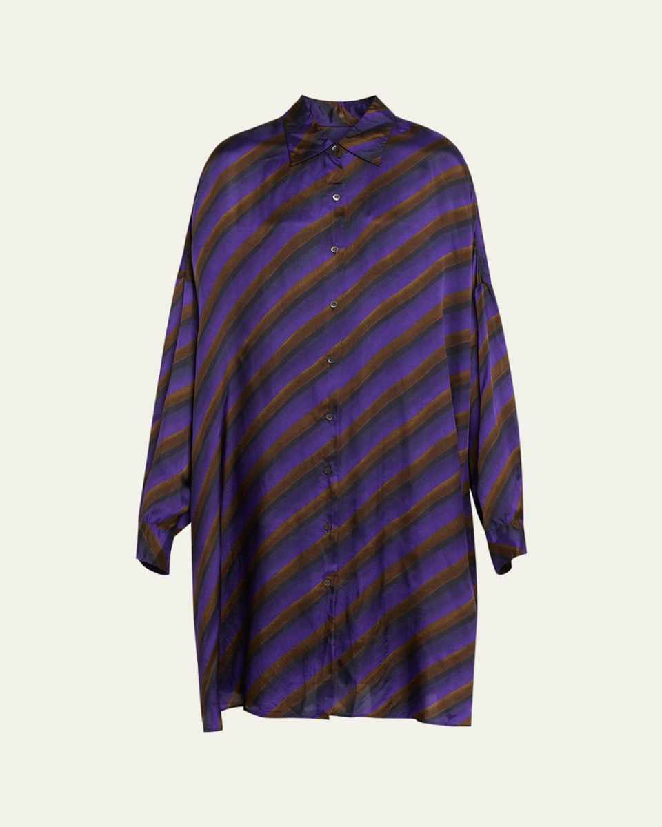 Dasia Striped Satin Oversized Shirtdress